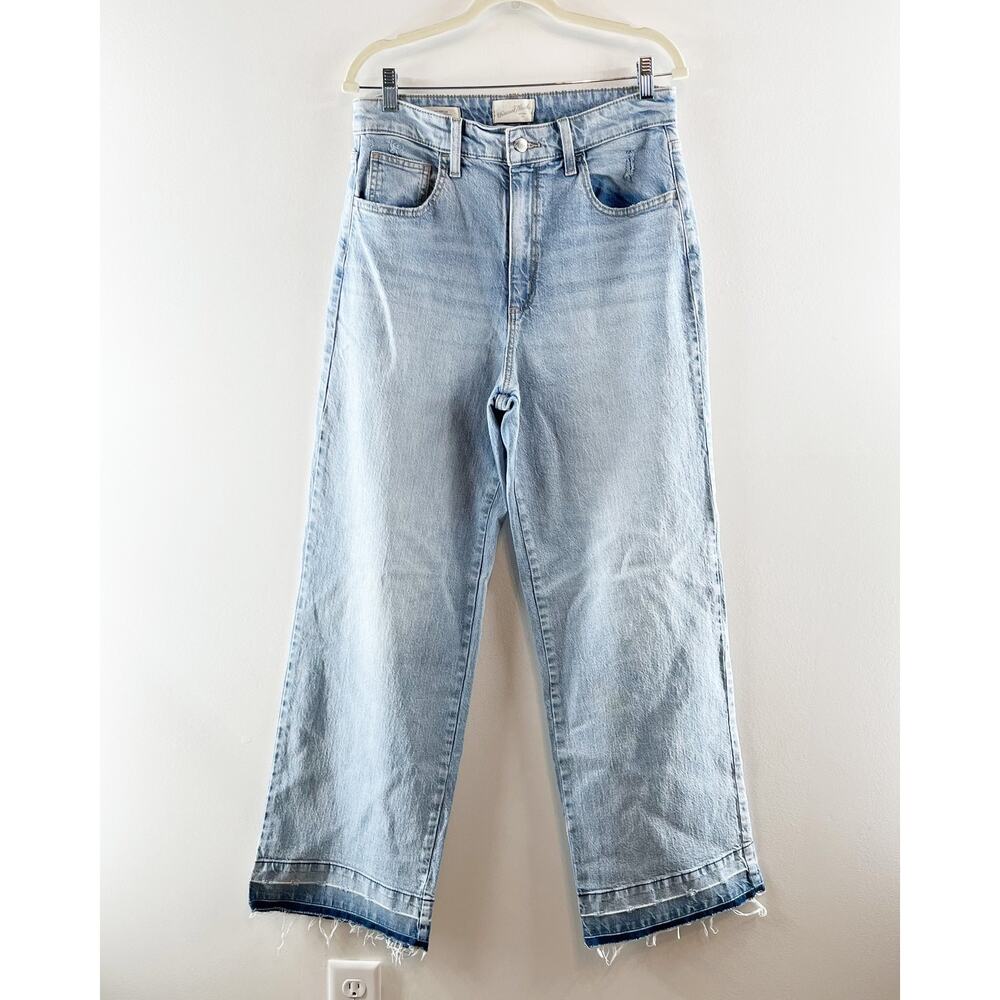Universal Thread High Rise Wide Leg Released Raw Hem Jeans Blue 10